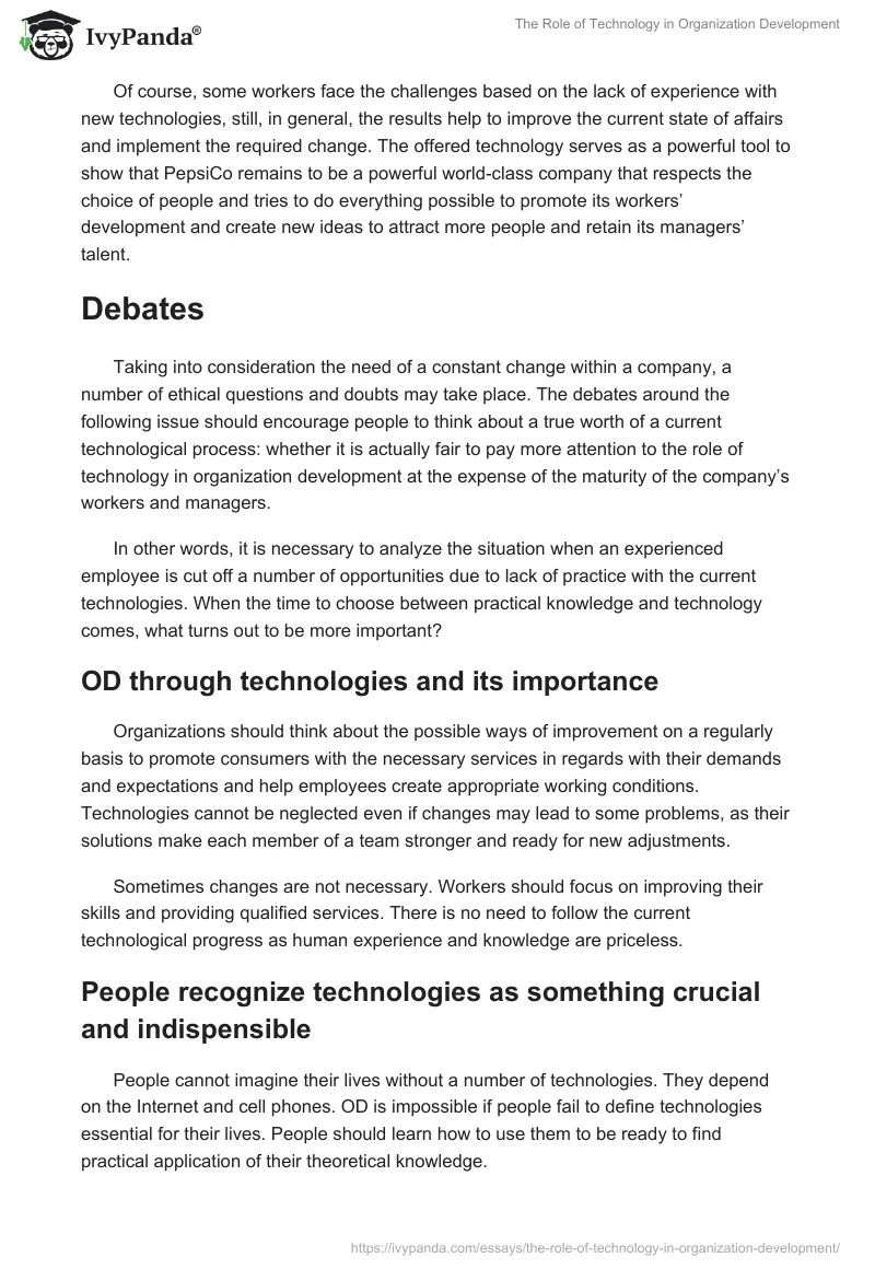 The Role of Technology in Organization Development. Page 3