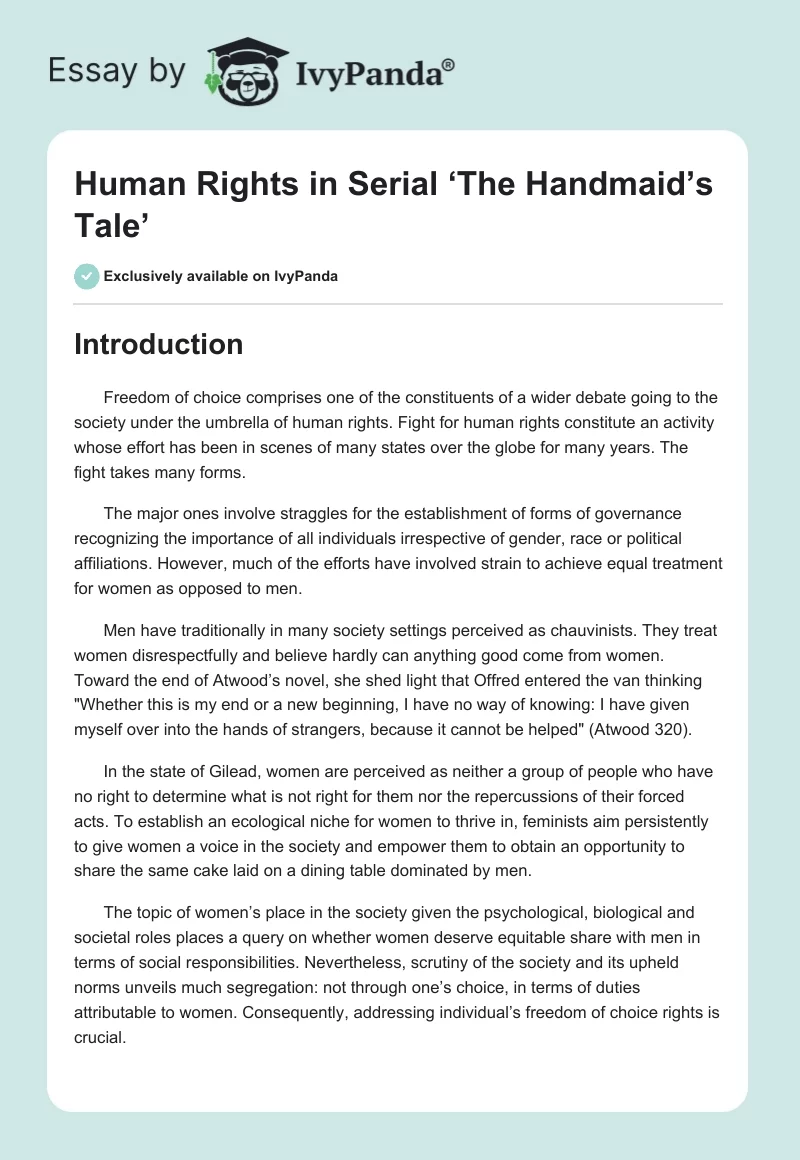 Human Rights in Serial ‘The Handmaid’s Tale’. Page 1