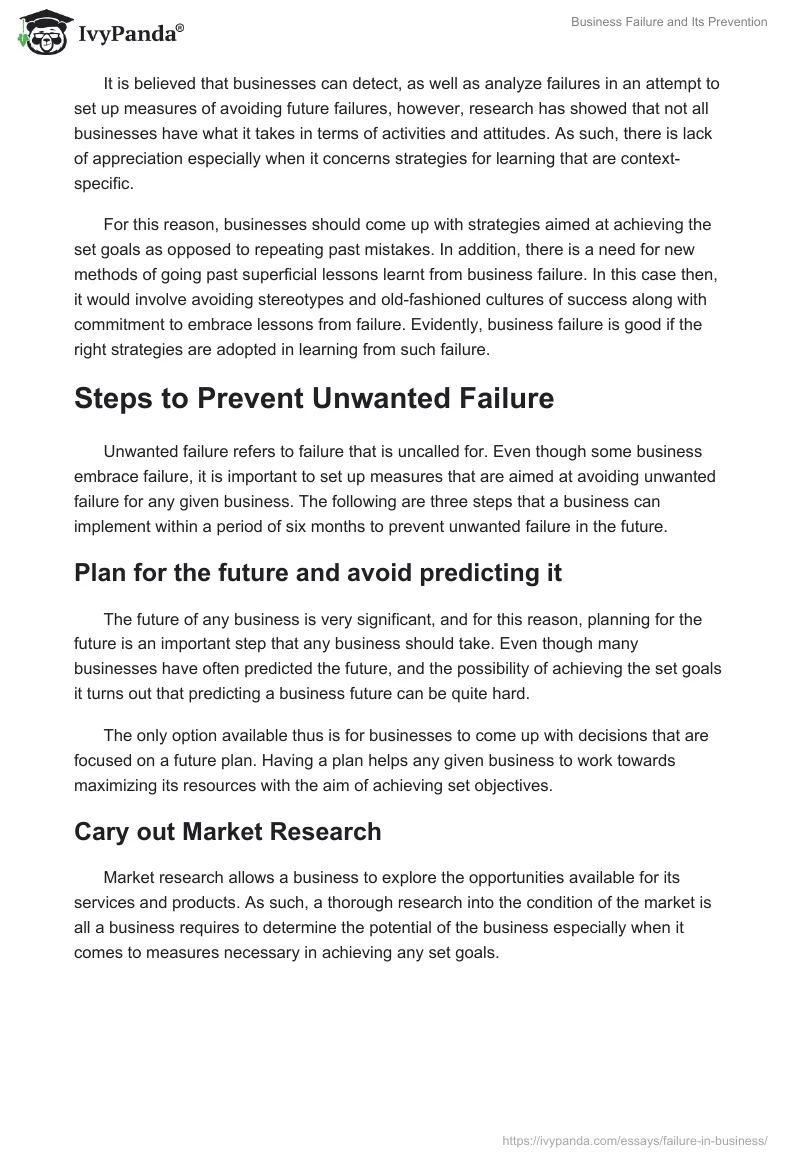 Business Failure and Its Prevention. Page 2