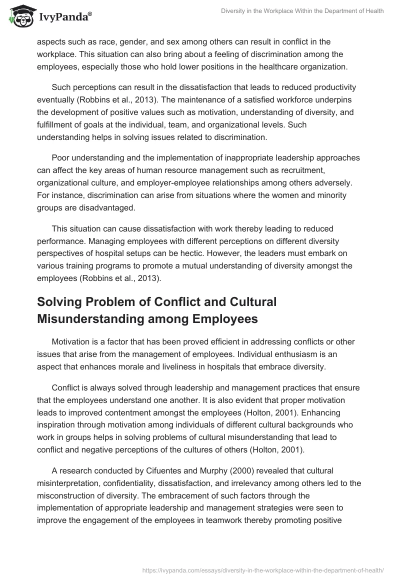 Diversity in the Workplace Within the Department of Health. Page 4
