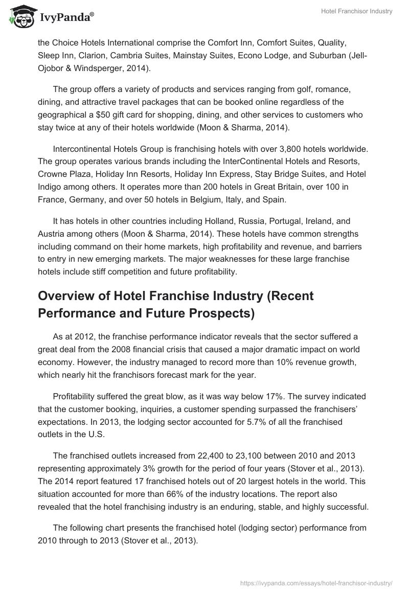 Hotel Franchisor Industry. Page 4