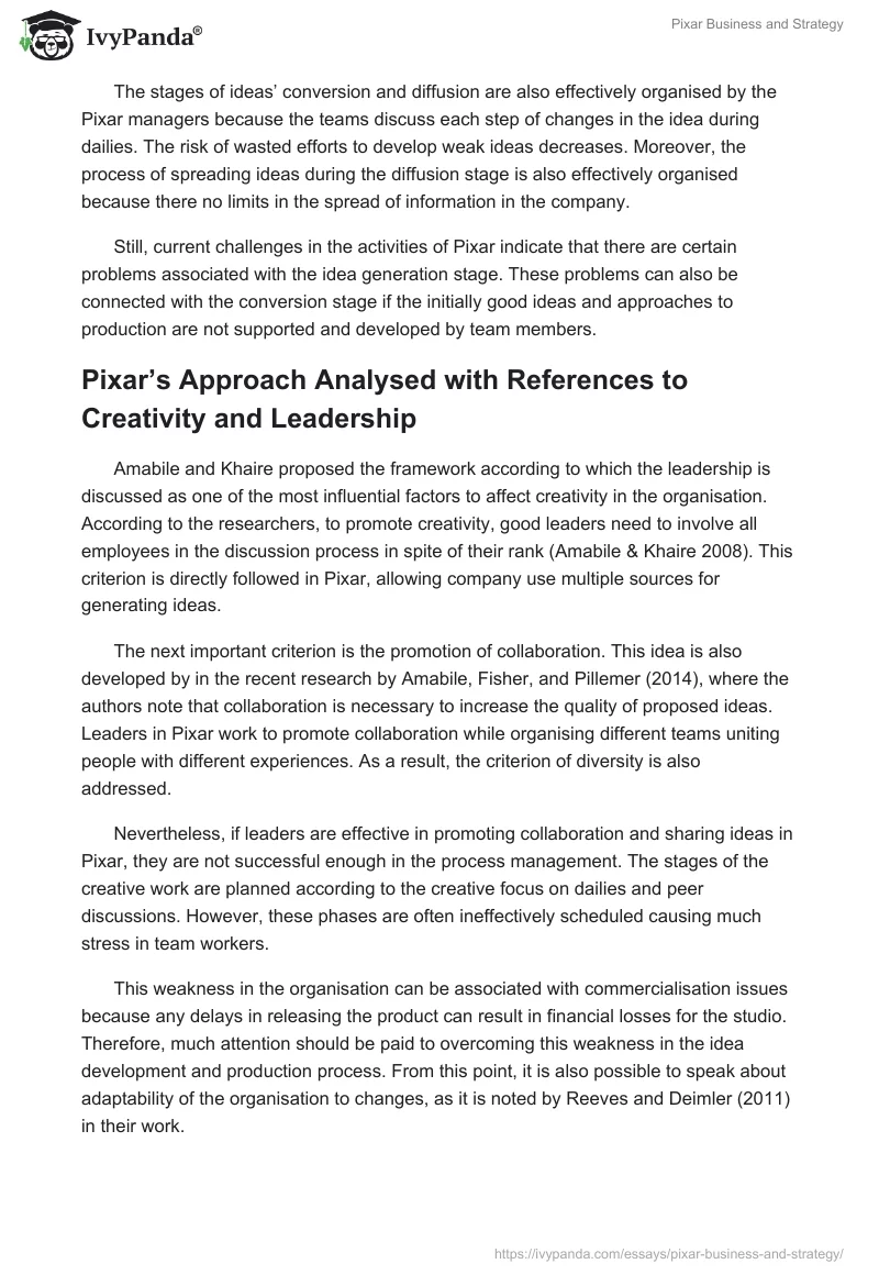 Pixar Business and Strategy. Page 4