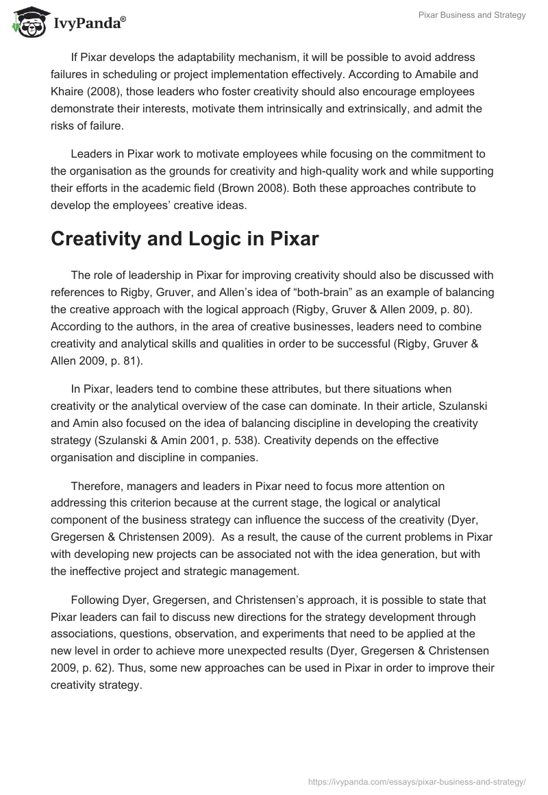 Pixar Business and Strategy. Page 5