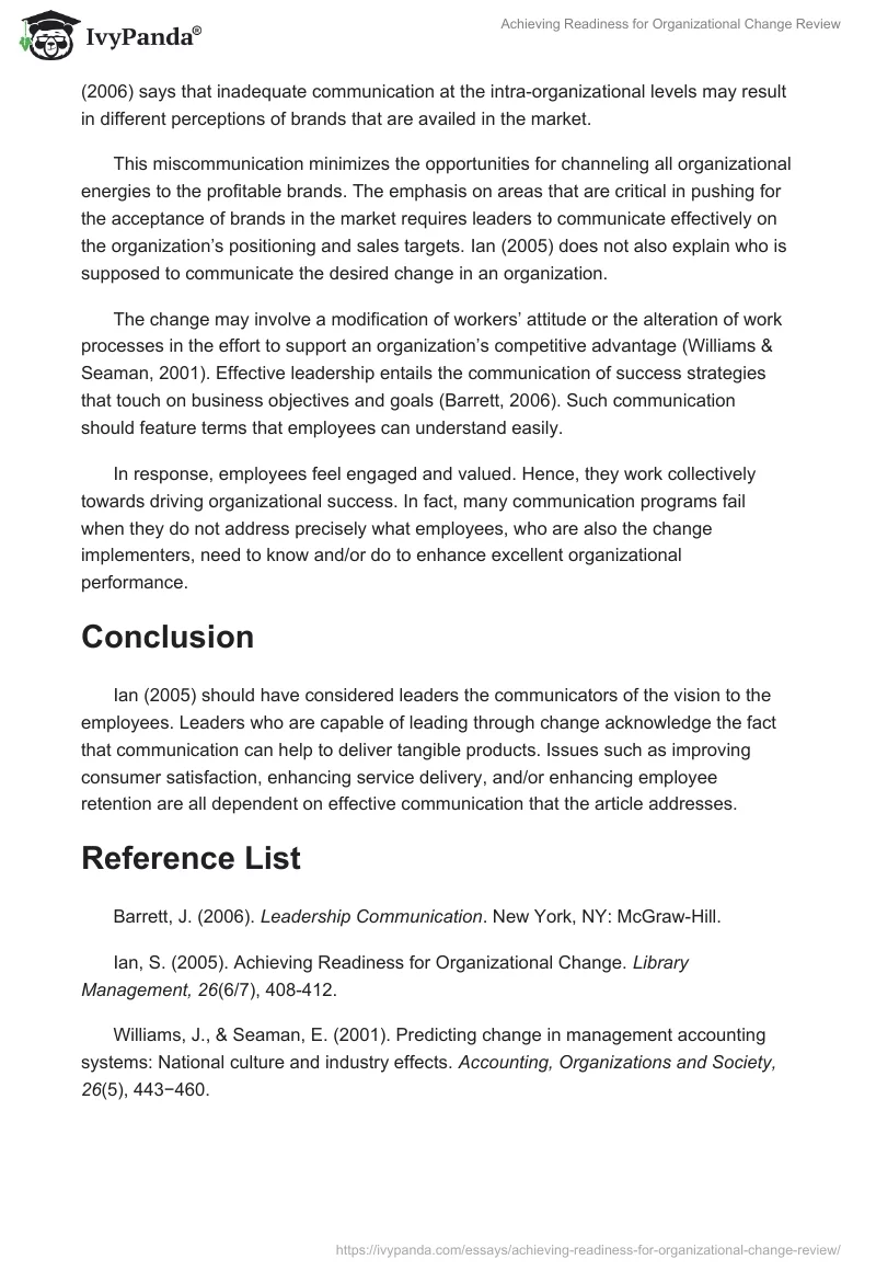 Achieving Readiness for Organizational Change Review. Page 3