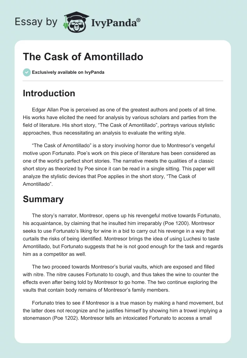 The Cask of Amontillado. Page 1