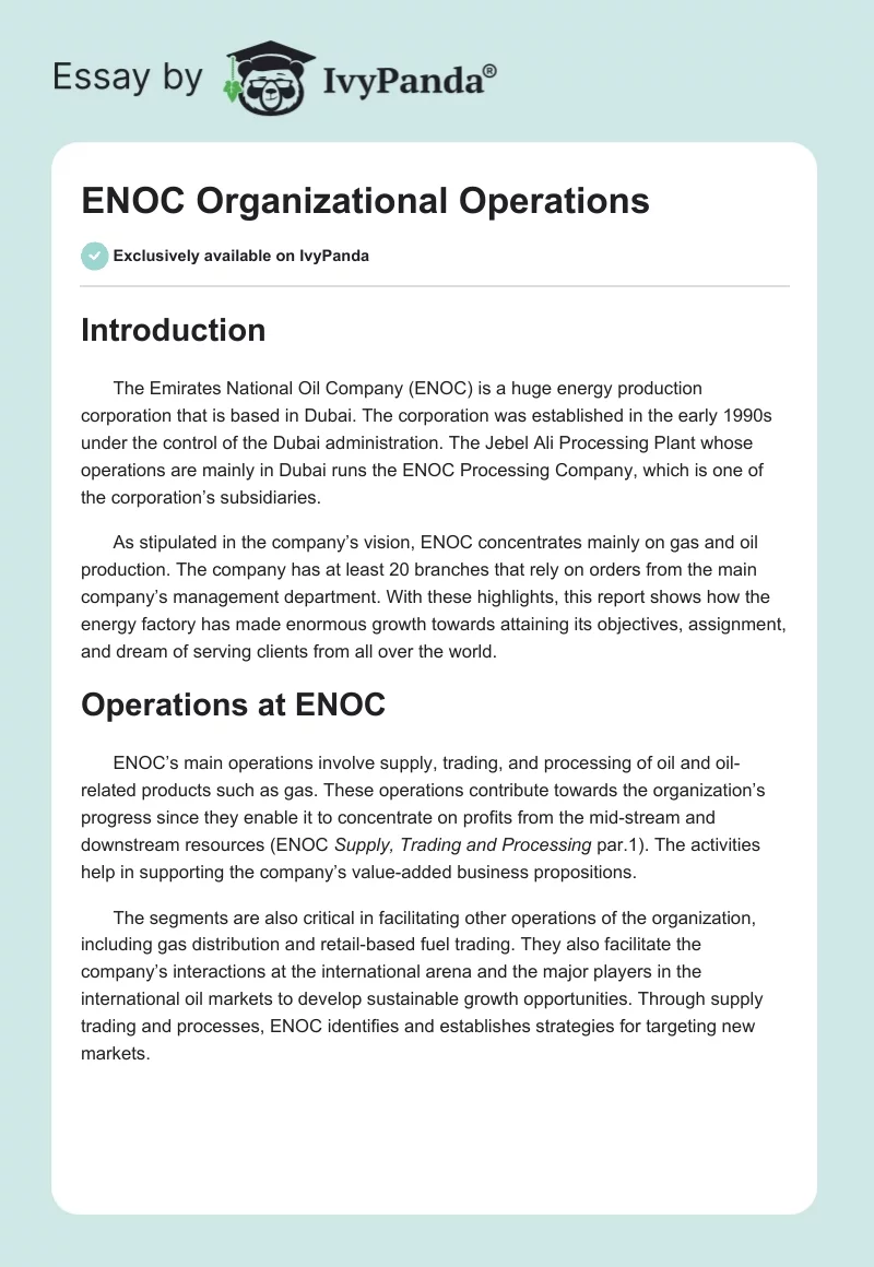 ENOC Organizational Operations. Page 1