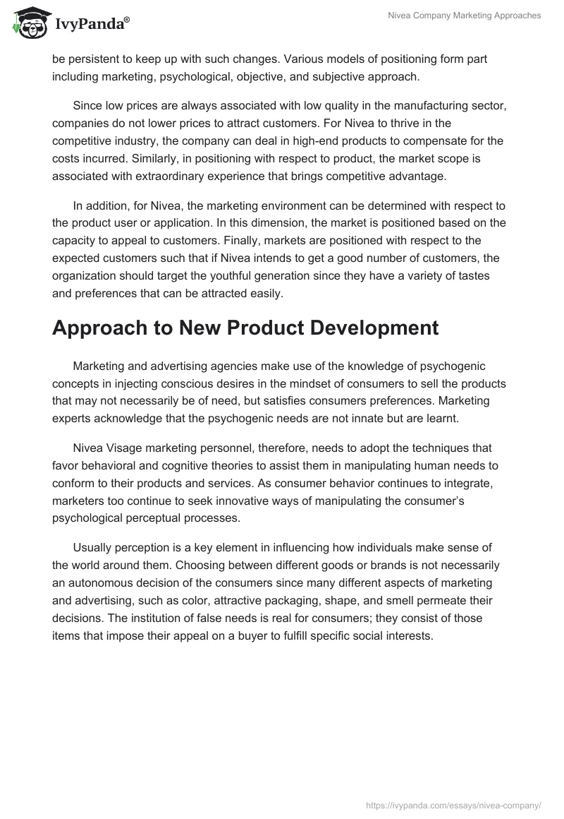Nivea Company Marketing Approaches. Page 3