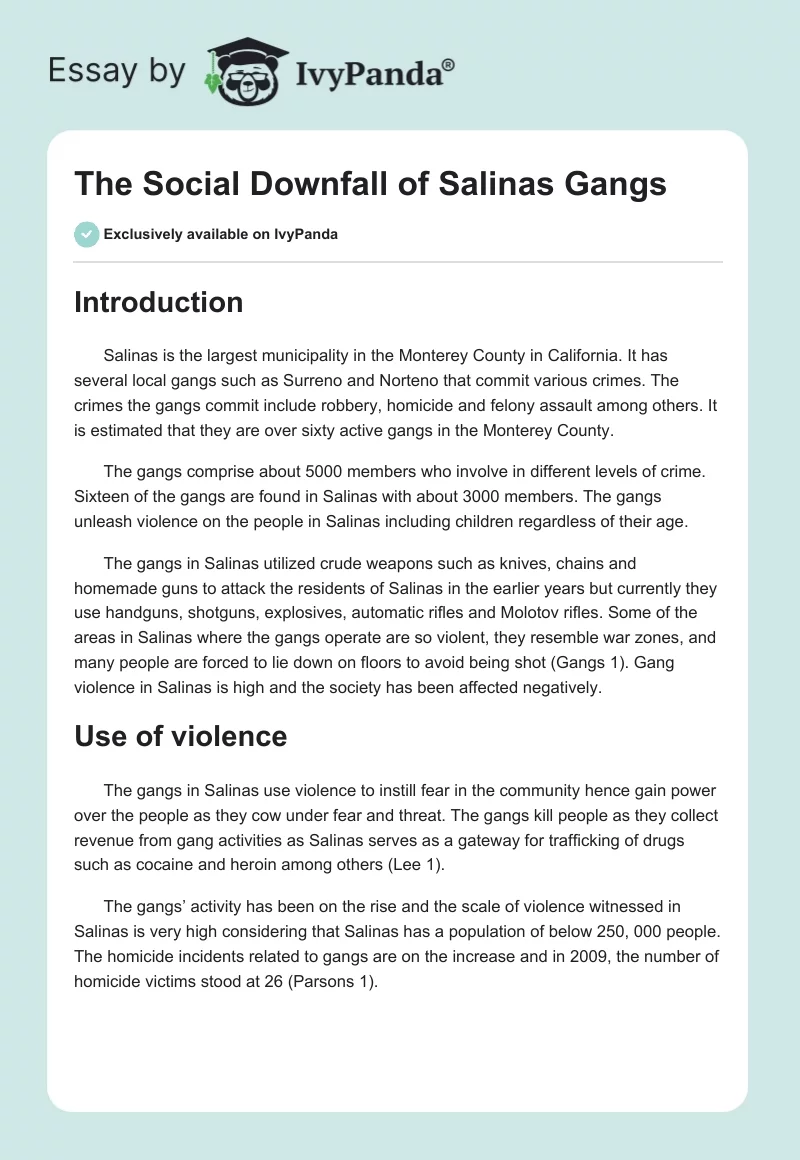 The Social Downfall of Salinas Gangs. Page 1