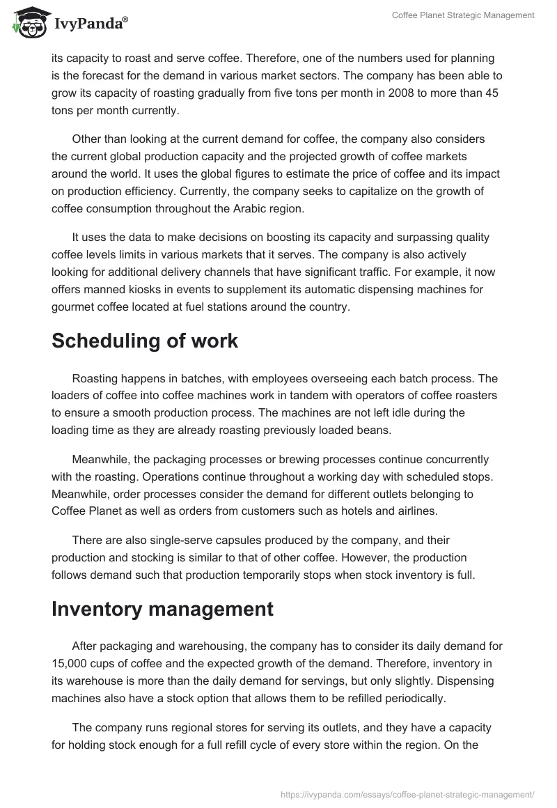 Coffee Planet Strategic Management. Page 5