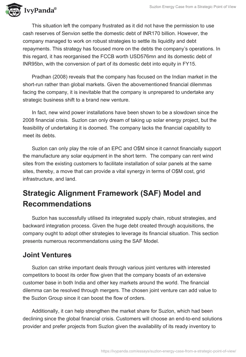 Suzlon Energy Case from a Strategic Point of View. Page 5