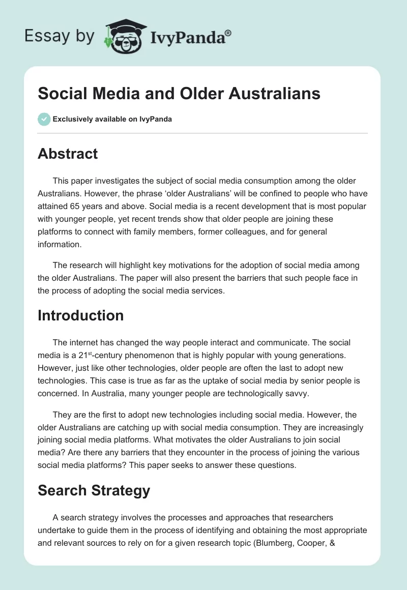 Social Media and Older Australians. Page 1