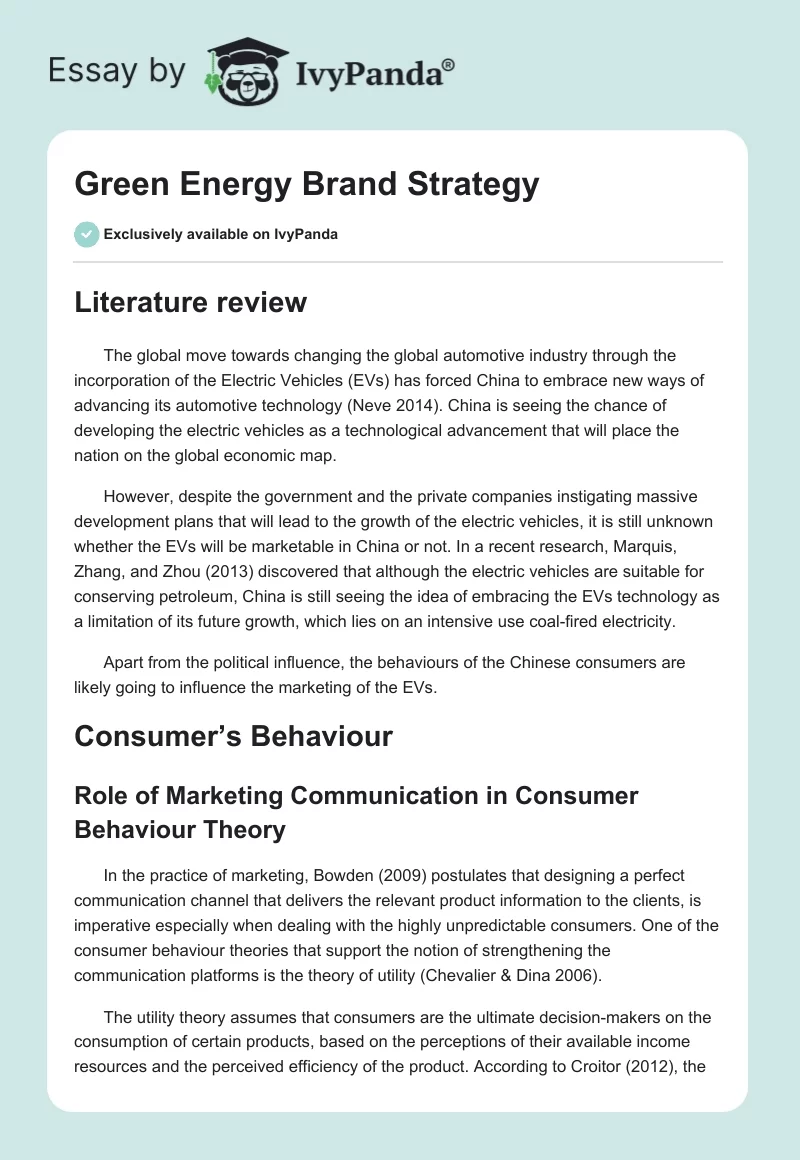Green Energy Brand Strategy. Page 1