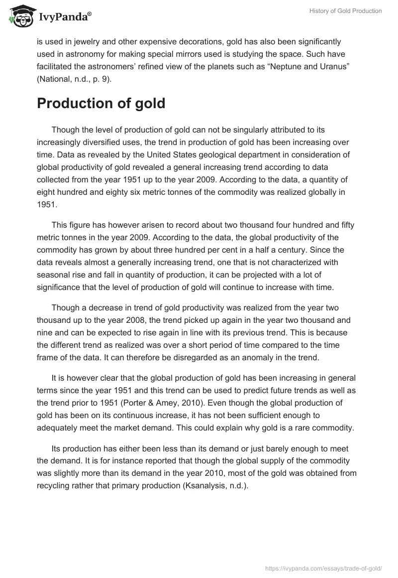 History of Gold Production. Page 2