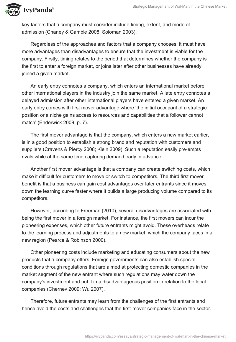 Strategic Management of Wal-Mart in the Chinese Market. Page 2