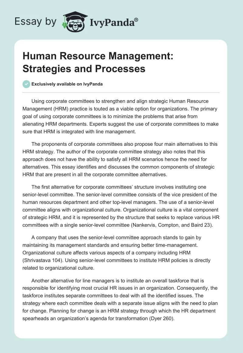 Human Resource Management: Strategies and Processes. Page 1