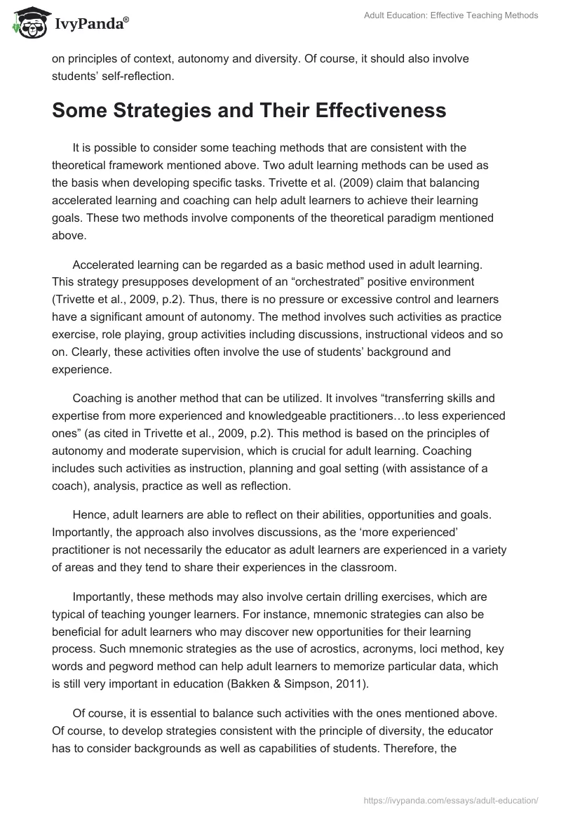 Adult Education: Effective Teaching Methods. Page 4