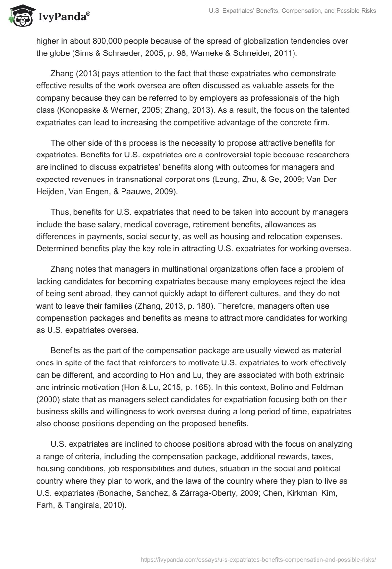 U.S. Expatriates’ Benefits, Compensation, and Possible Risks. Page 2