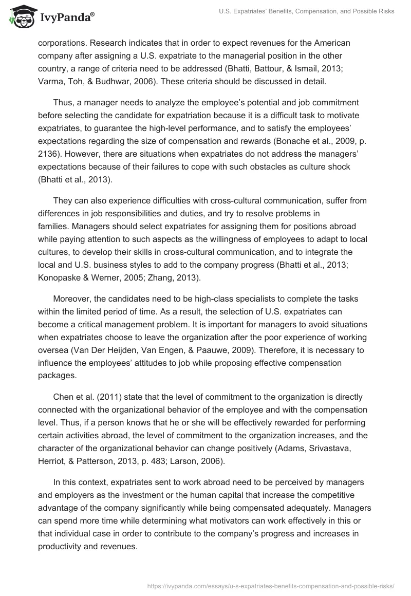 U.S. Expatriates’ Benefits, Compensation, and Possible Risks. Page 4