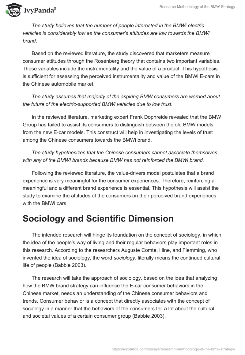 Research Methodology of the BMW Strategy. Page 2