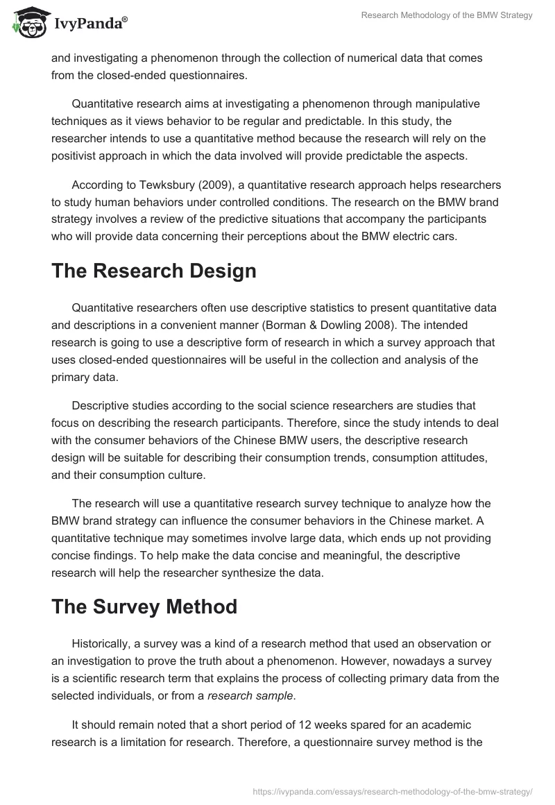 Research Methodology of the BMW Strategy. Page 5