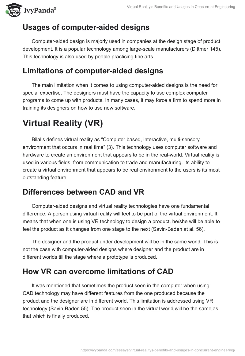 Virtual Reality’s Benefits and Usages in Concurrent Engineering. Page 5
