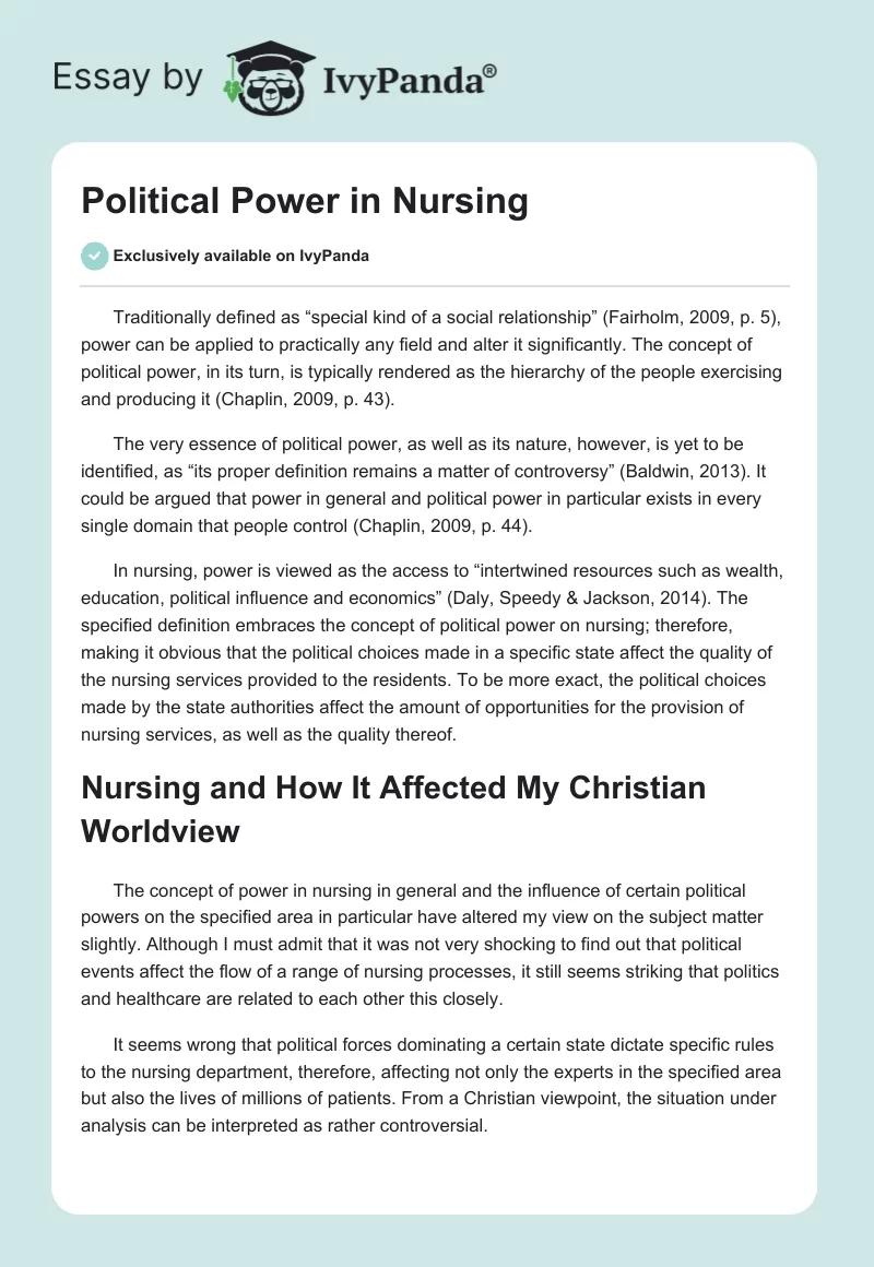 Political Power in Nursing. Page 1