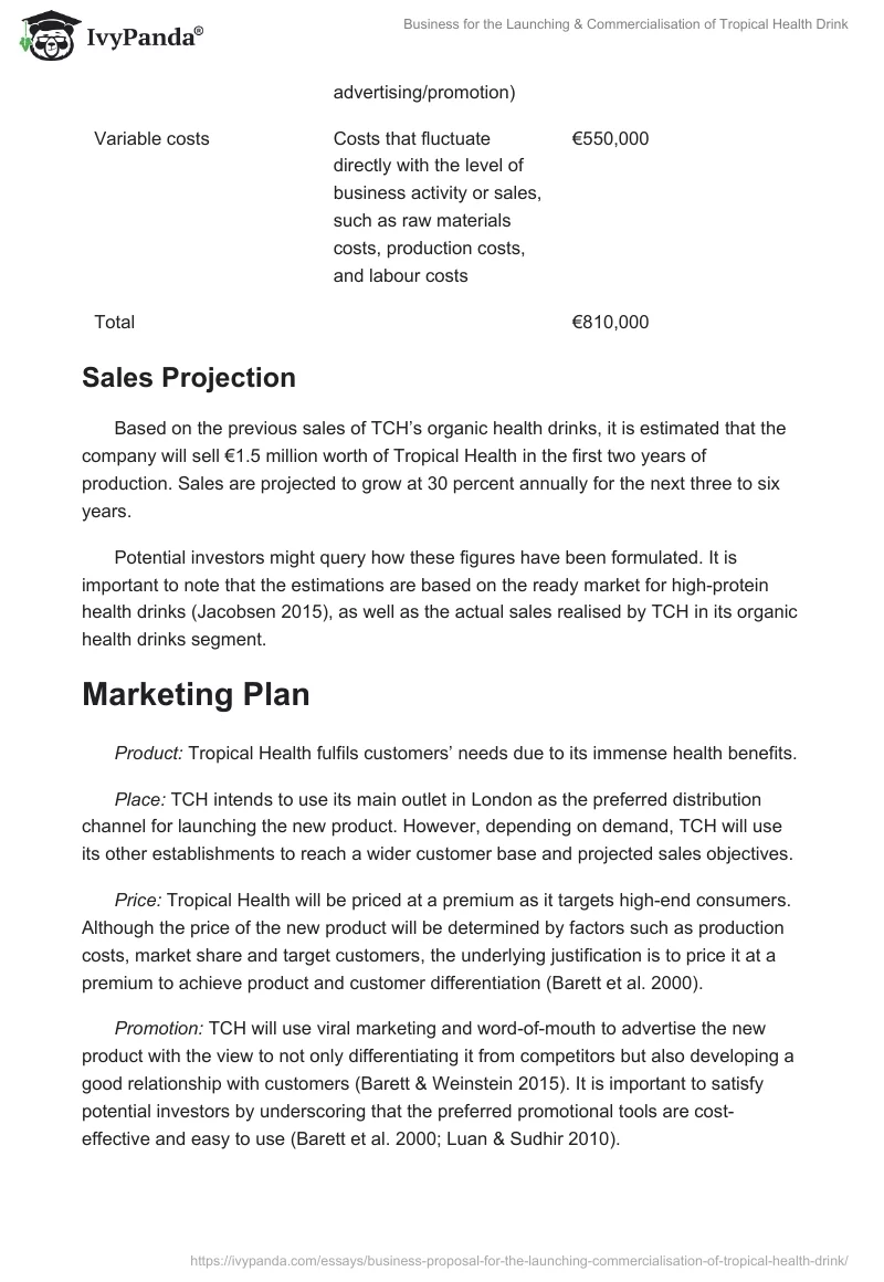 Business for the Launching & Commercialisation of Tropical Health Drink. Page 4