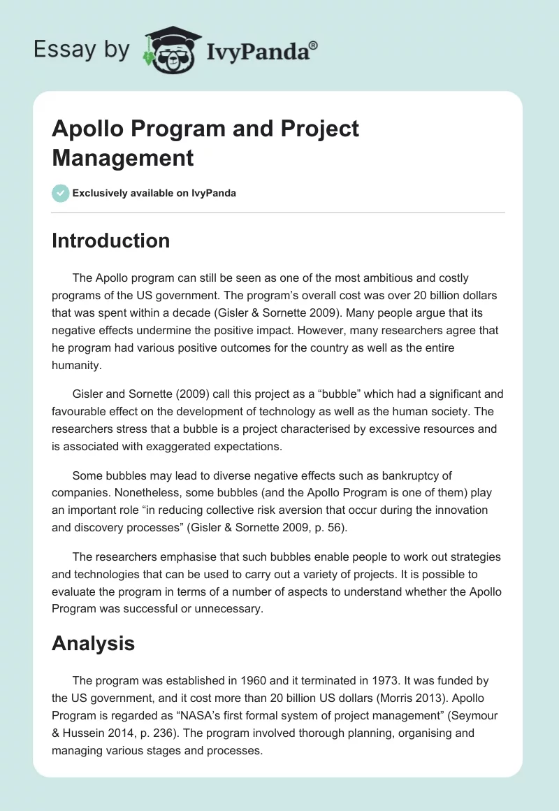 Apollo Program and Project Management. Page 1