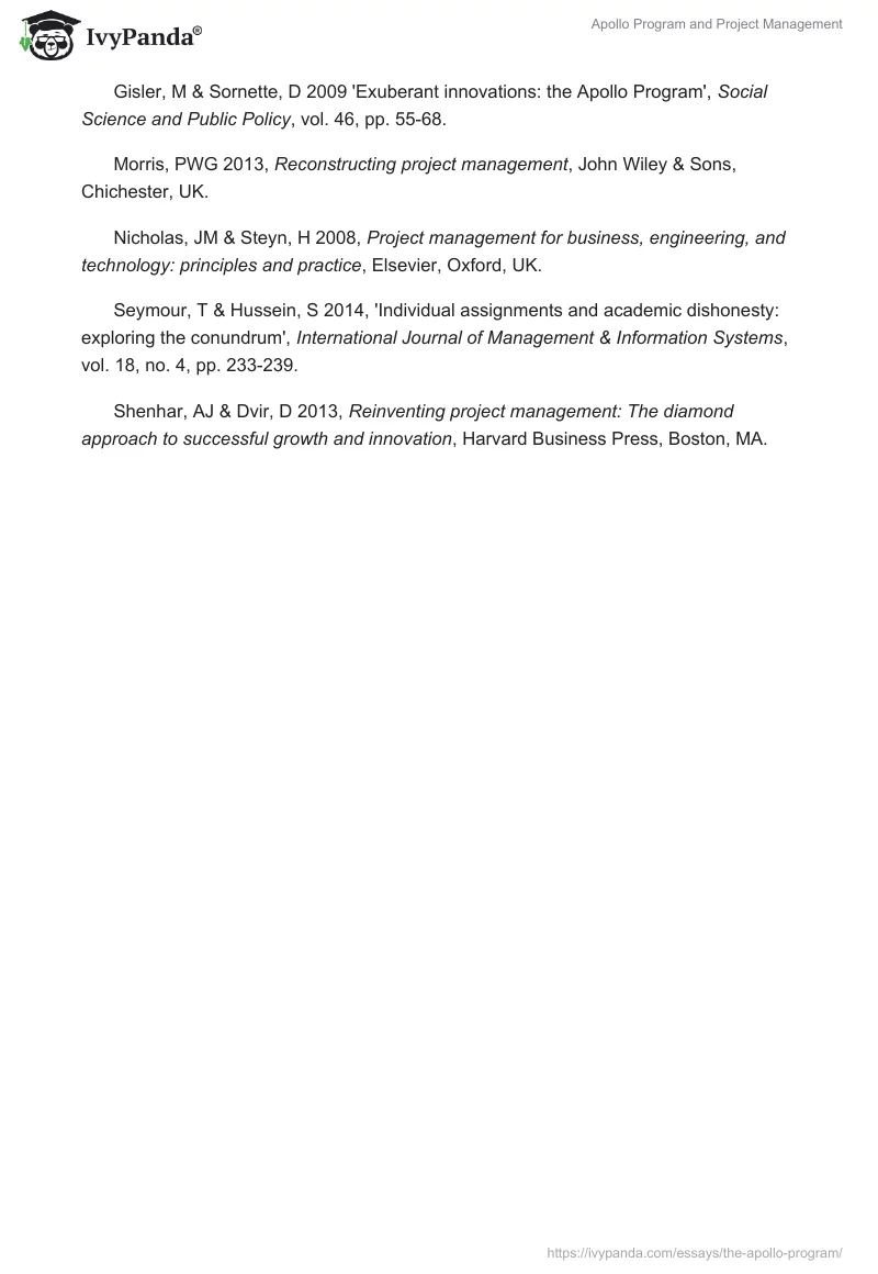 Apollo Program and Project Management. Page 5