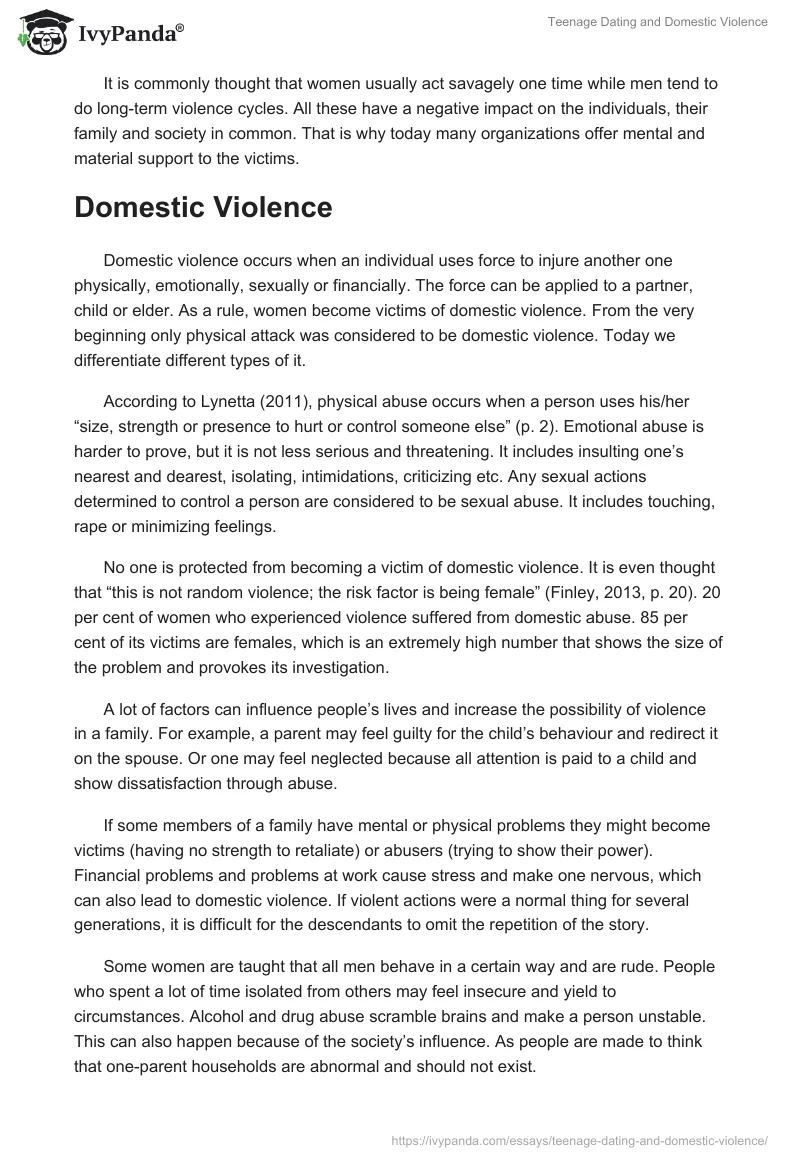 Teenage Dating and Domestic Violence. Page 2