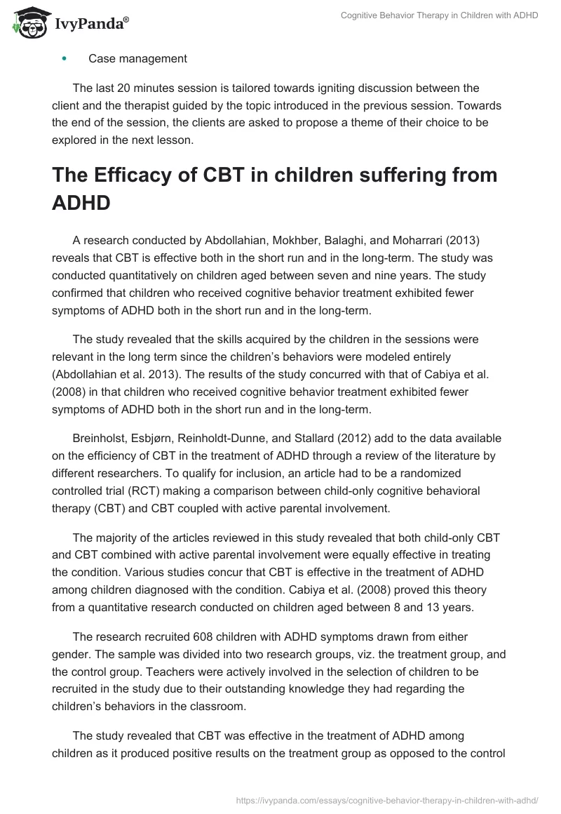Cognitive Behavior Therapy in Children With ADHD. Page 3