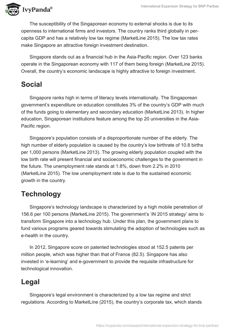 International Expansion Strategy for BNP Paribas. Page 3