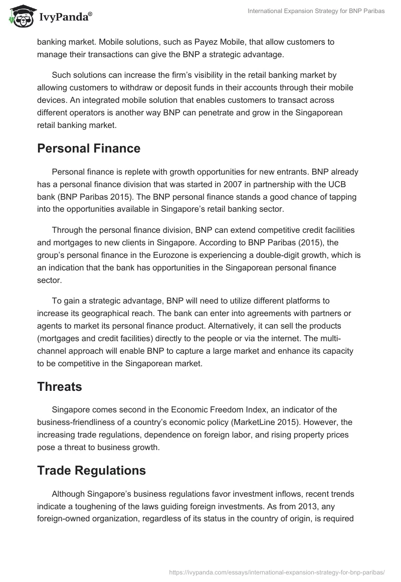 International Expansion Strategy for BNP Paribas. Page 5