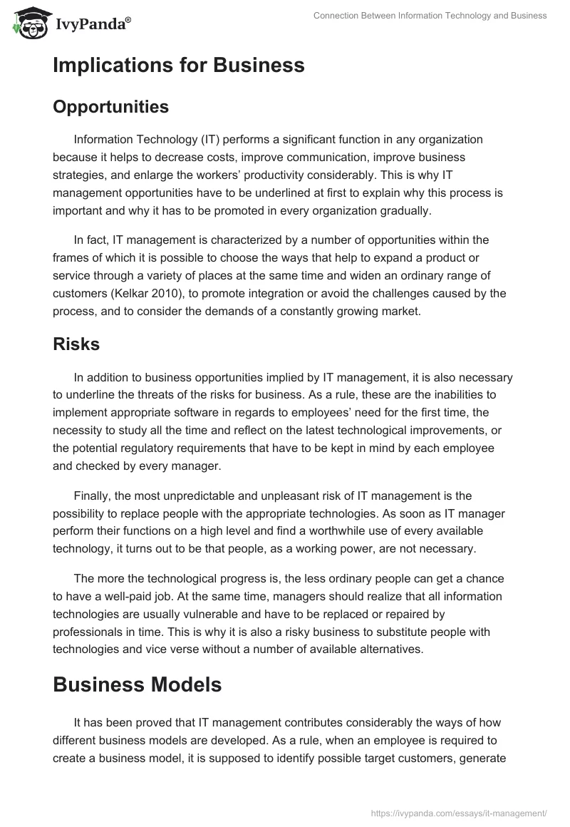 Connection Between Information Technology and Business. Page 3
