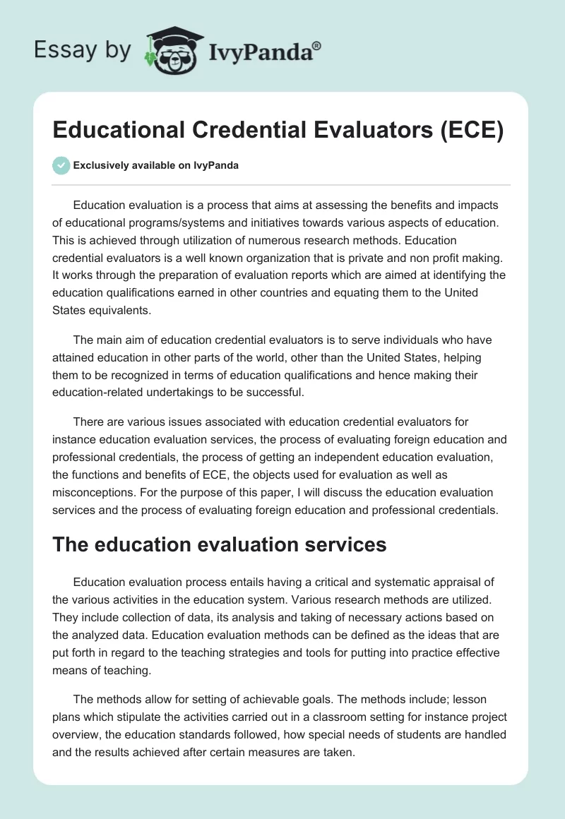Educational Credential Evaluators (ECE). Page 1