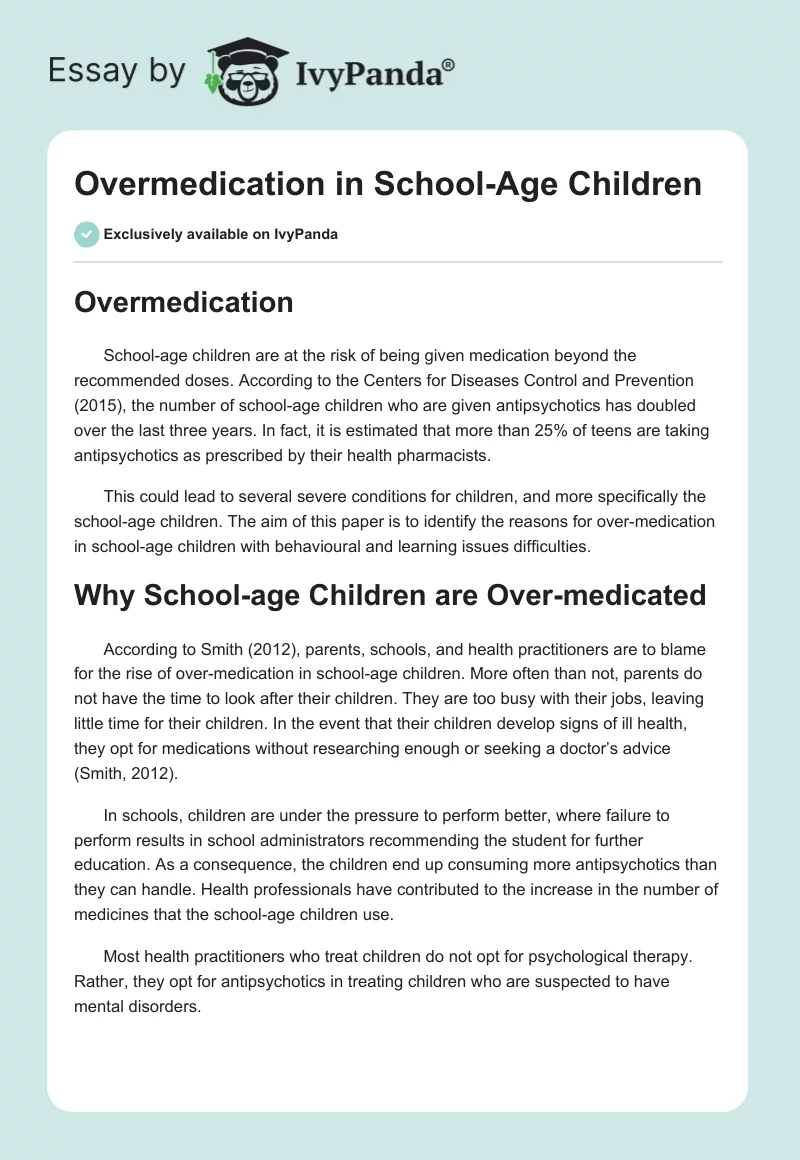 Overmedication in School-Age Children. Page 1