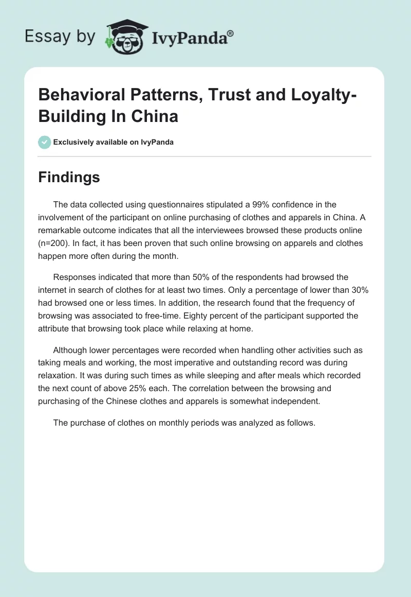 Behavioral Patterns, Trust and Loyalty-Building In China. Page 1