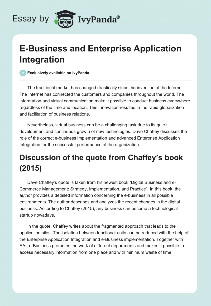 E-Business and Enterprise Application Integration. Page 1