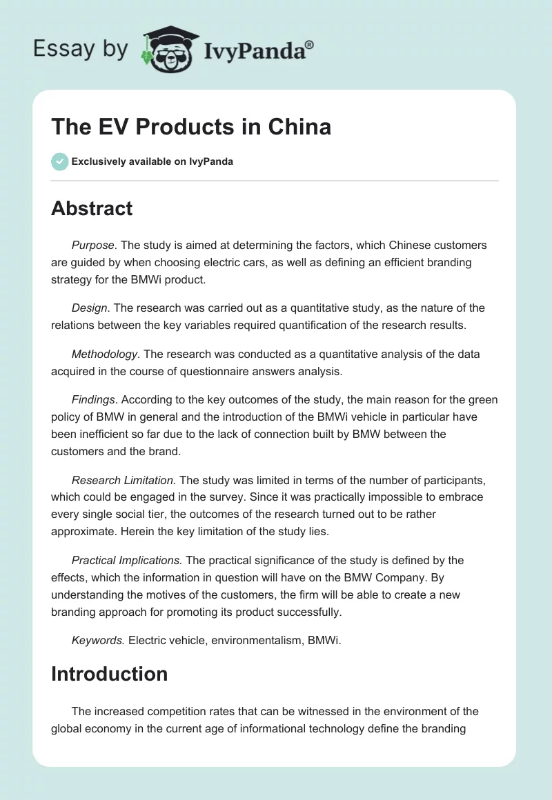 The EV Products in China. Page 1