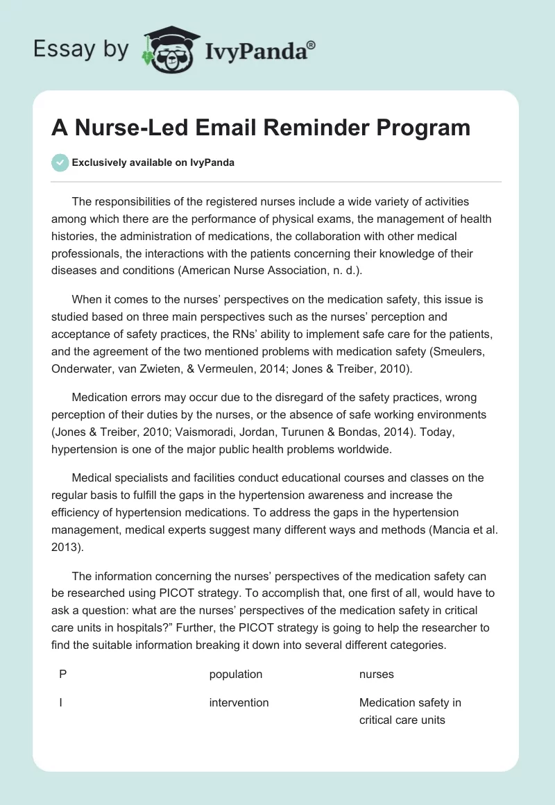 A Nurse-Led Email Reminder Program. Page 1