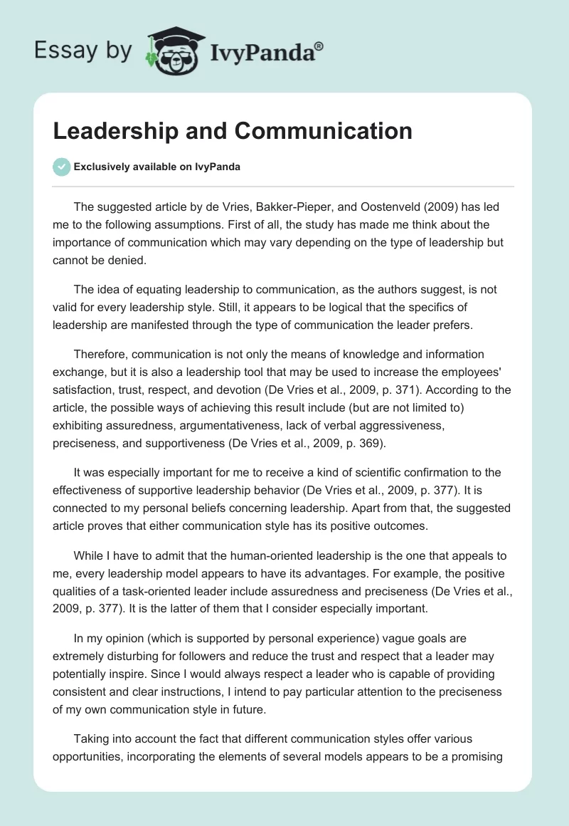 Leadership and Communication. Page 1