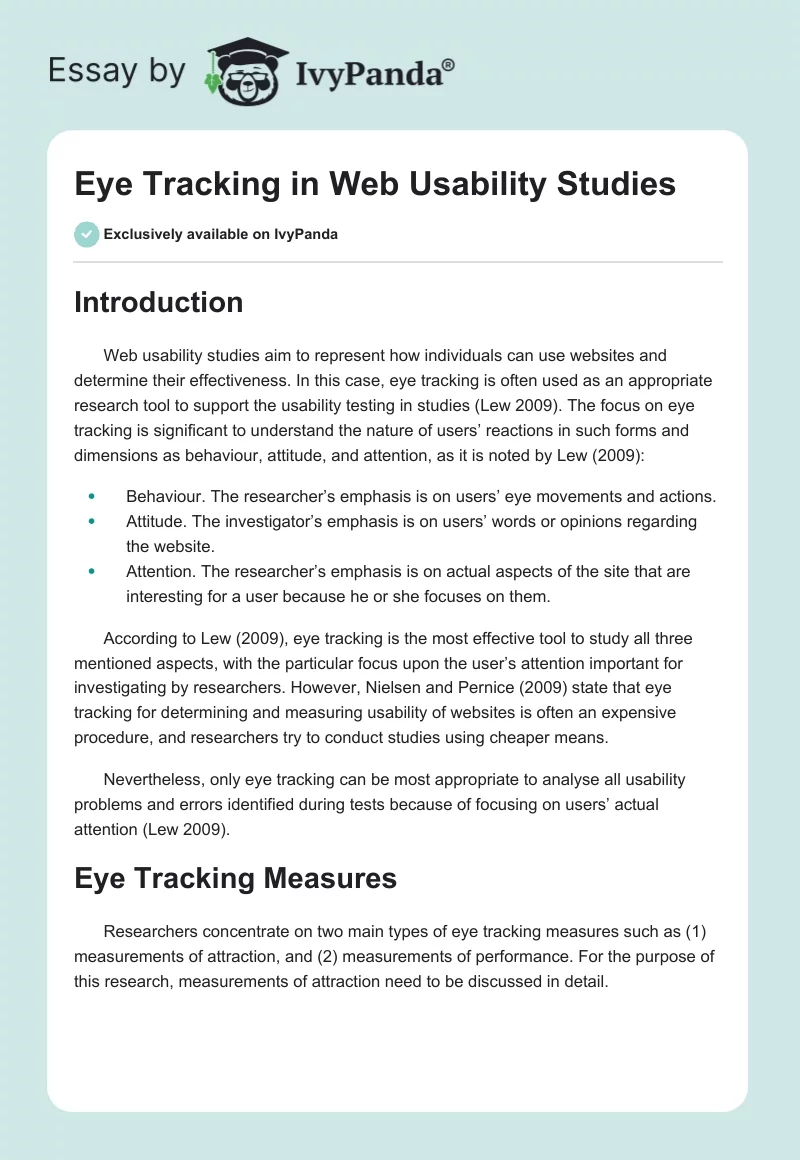 Eye Tracking in Web Usability Studies. Page 1