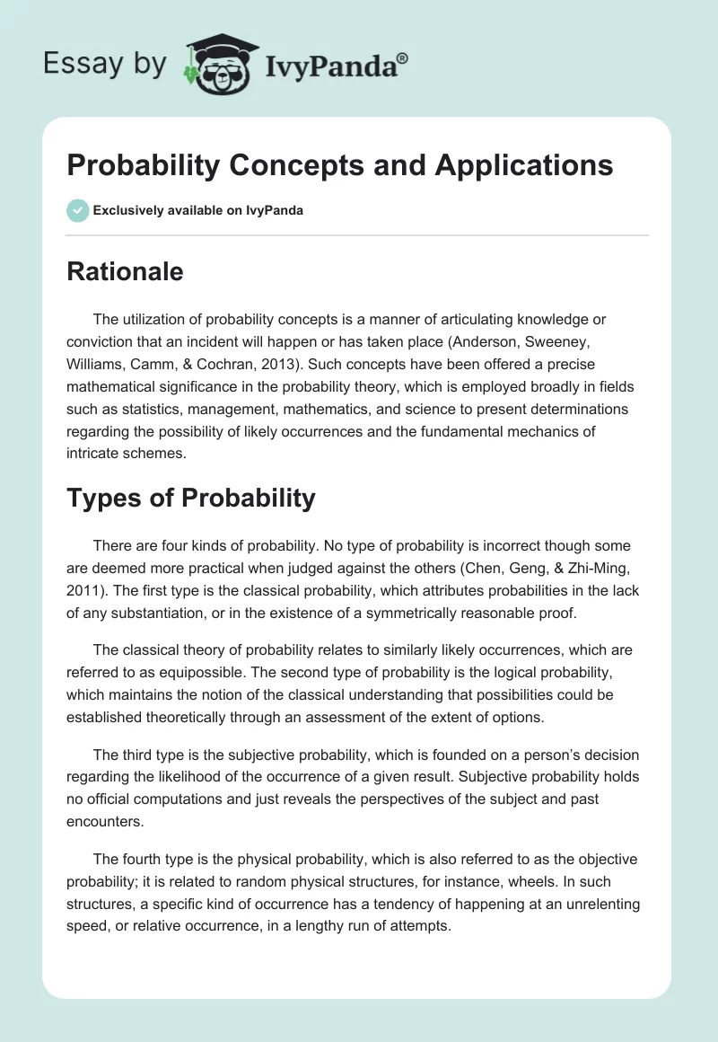 Probability Concepts and Applications. Page 1