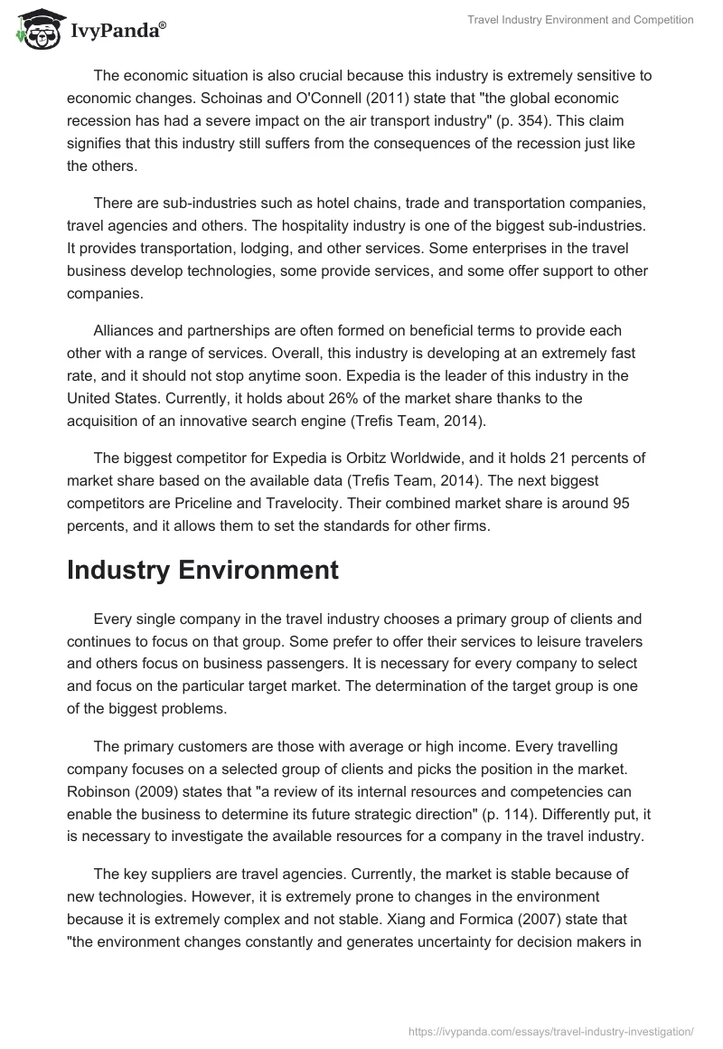 Travel Industry Environment and Competition. Page 2
