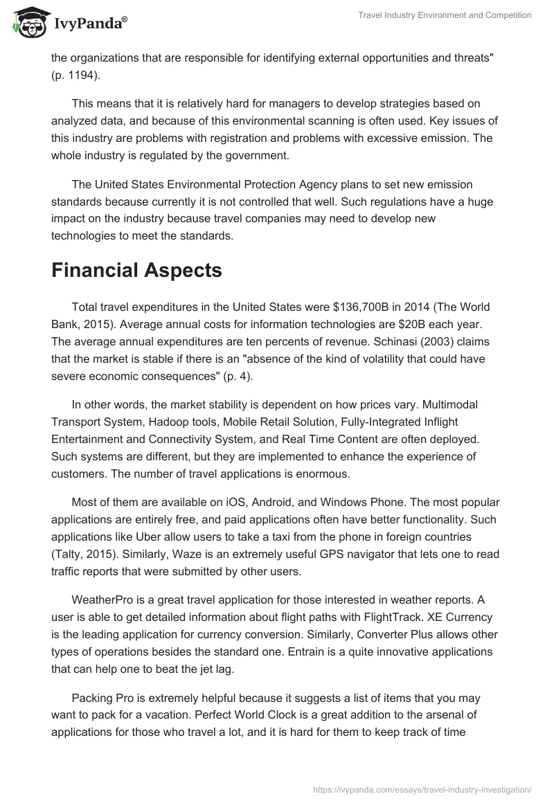 Travel Industry Environment and Competition. Page 3