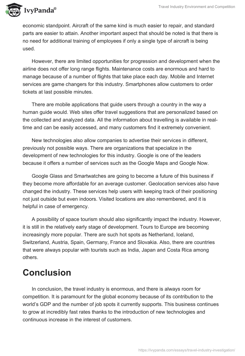 Travel Industry Environment and Competition. Page 5