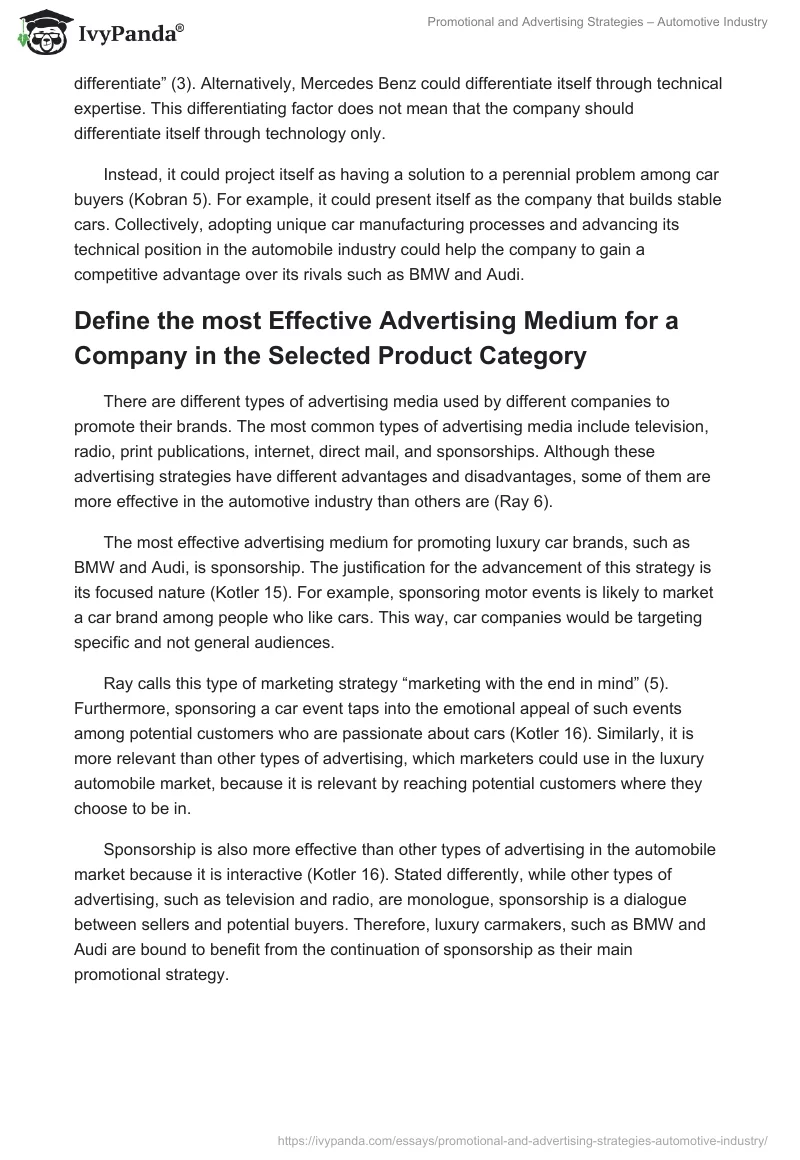 Promotional and Advertising Strategies – Automotive Industry. Page 5
