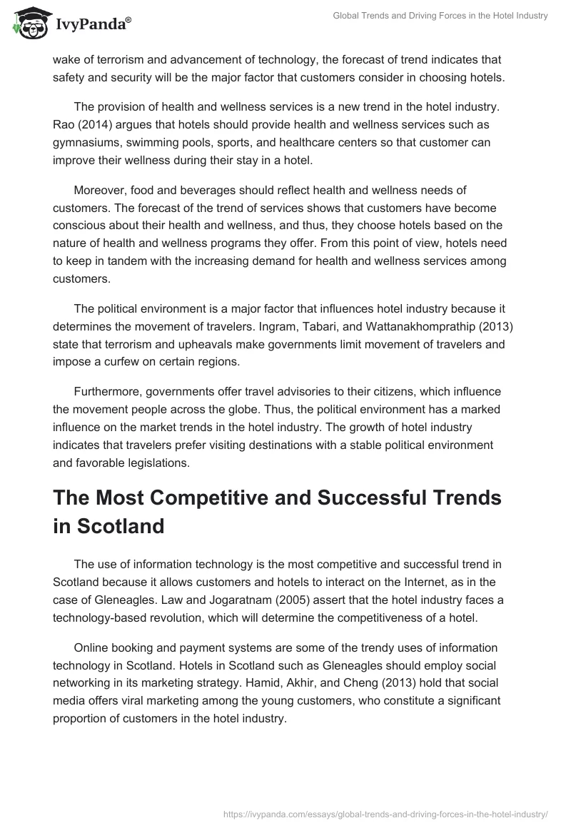Global Trends and Driving Forces in the Hotel Industry. Page 3