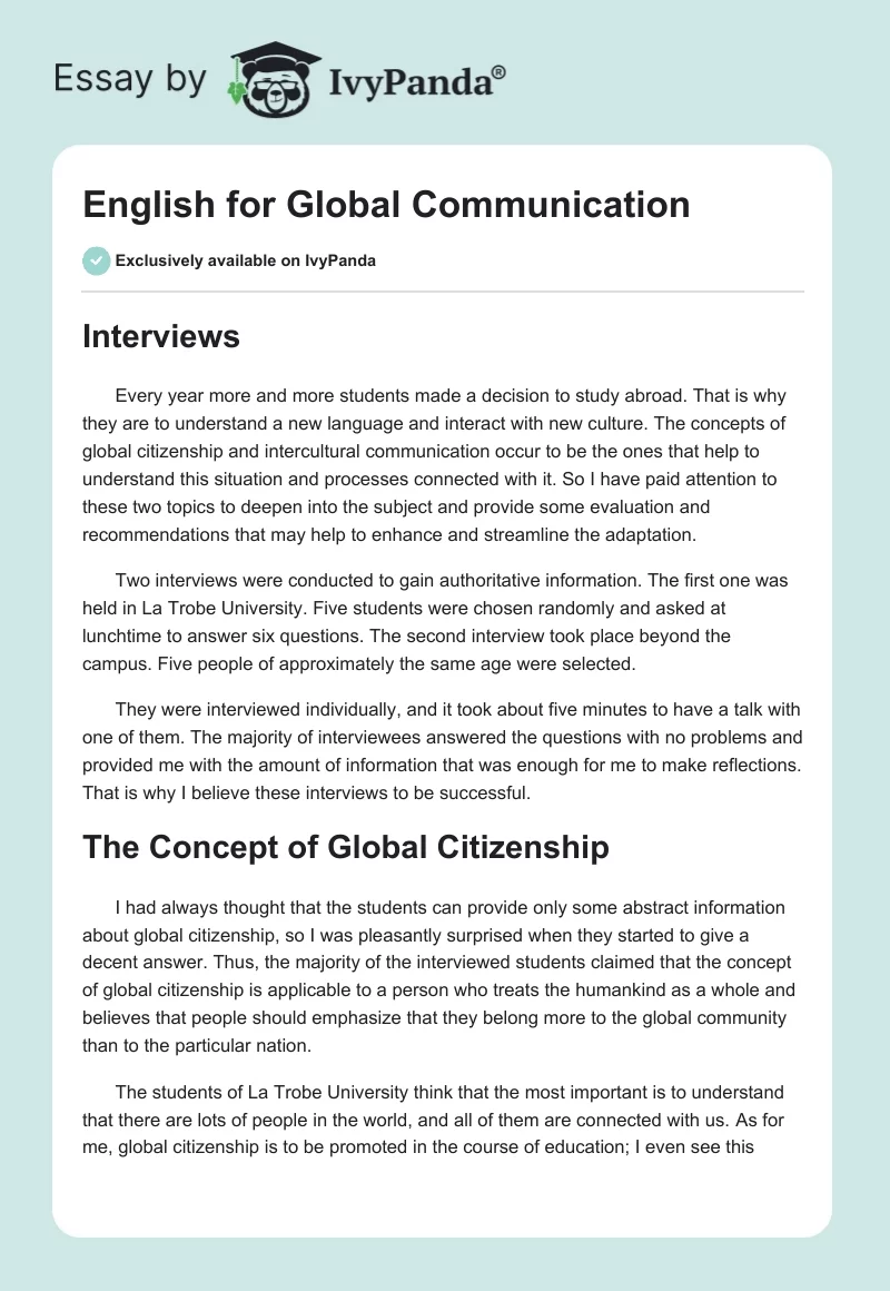 English for Global Communication. Page 1