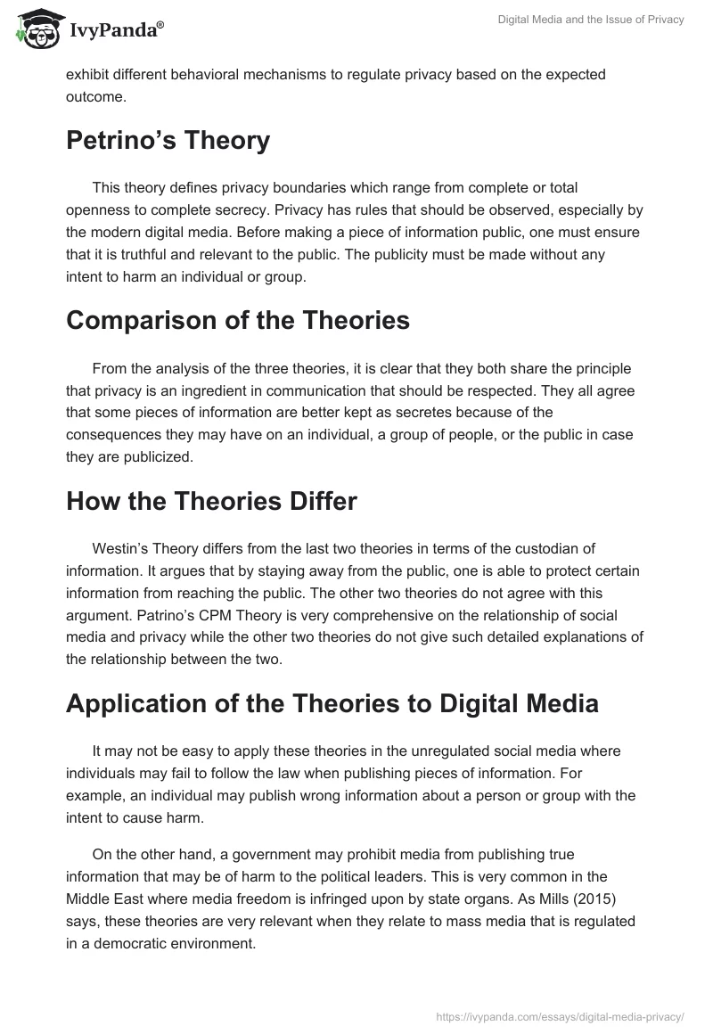 Digital Media and the Issue of Privacy. Page 2